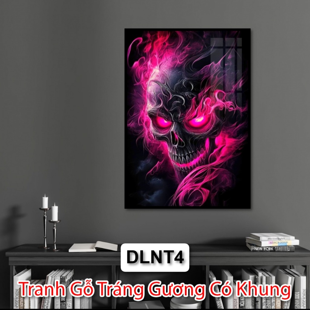Tranh Tráng Gương Nghệ Thuật Đầu Lâu Màu Sắc Rực Rỡ - Tranh Trang Gương Decor Nhà Phòng Khách - Gaming