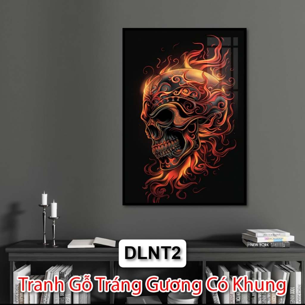 Tranh Tráng Gương Nghệ Thuật Đầu Lâu Màu Sắc Rực Rỡ - Tranh Trang Gương Decor Nhà Phòng Khách - Gaming