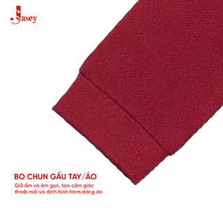 Áo nam dệt kim cổ tim JASEY, áo dài tay màu mận mã 0112