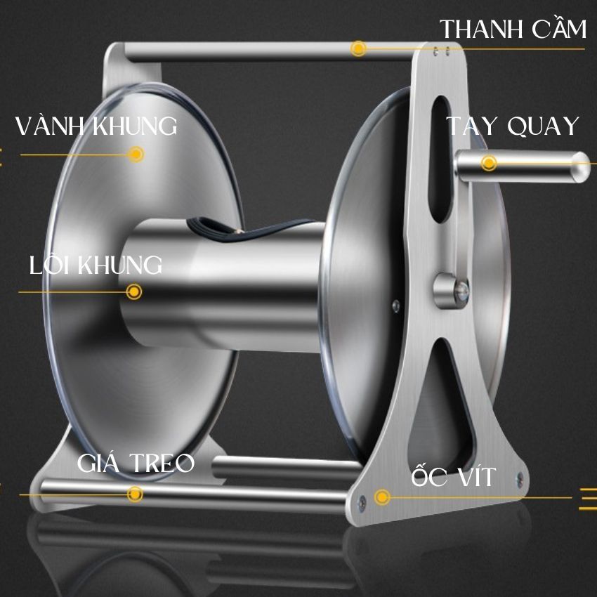 Khung rulo inox cuốn dây ống nước lionking tưới cây, rửa xe...chiều dài ...