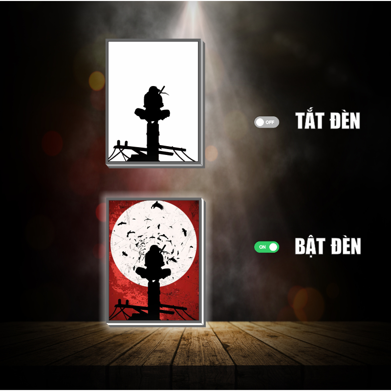 Tranh đèn led 3D đổi màu Uchiha Itachi - Tranh đèn led 3D ANIME trang trí bàn làm việc, đèn ngủ
