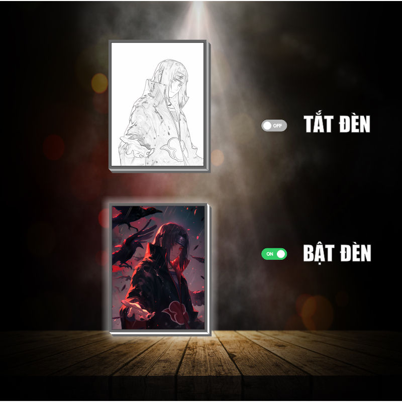 Tranh đèn led 3D đổi màu Uchiha Itachi - Tranh đèn led 3D ANIME trang trí bàn làm việc, đèn ngủ