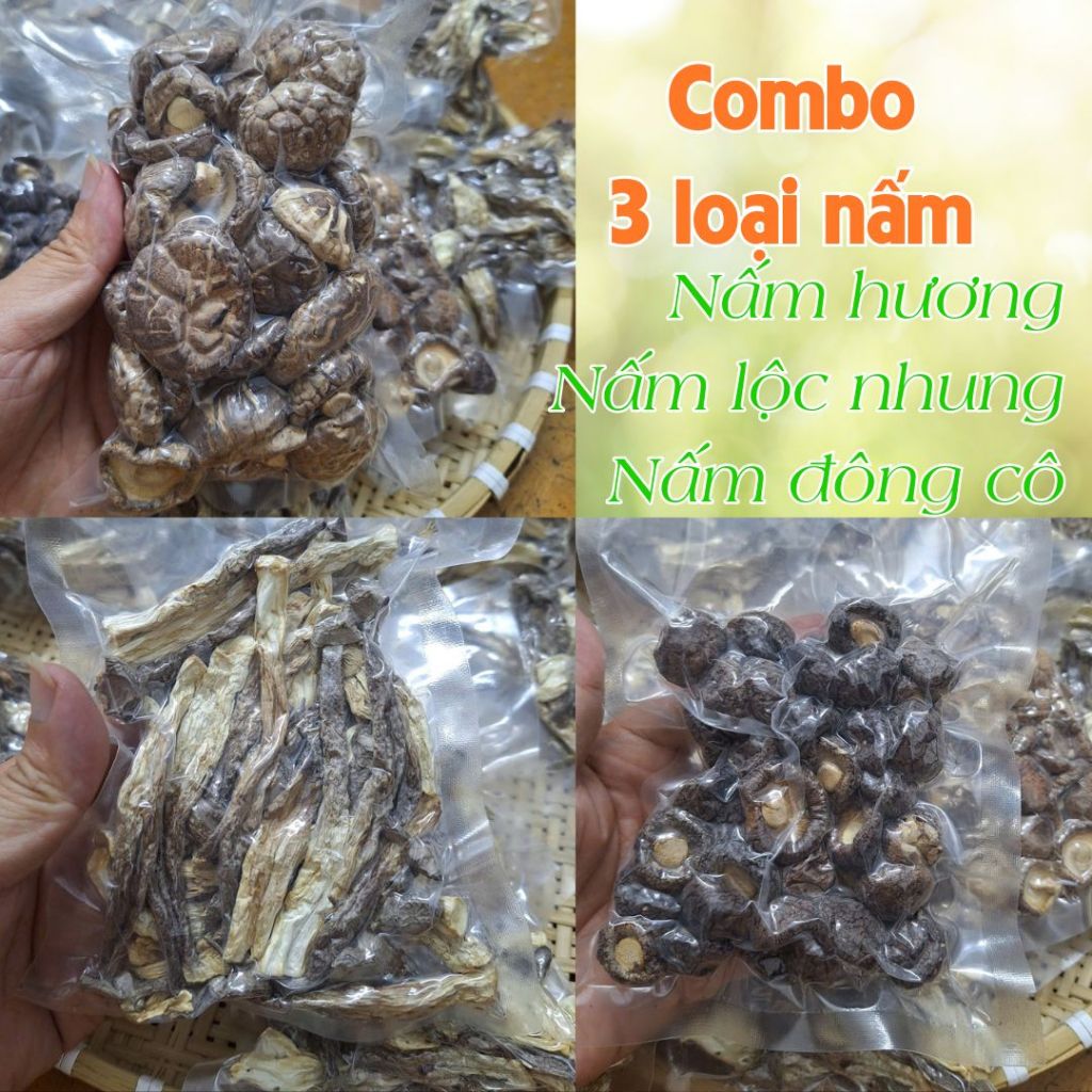Combo nấm Hương (thật) + Lộc nhung + Đông cô cho bếp nhà bạn | Nông sản NGƯỜI HAI QUÊ