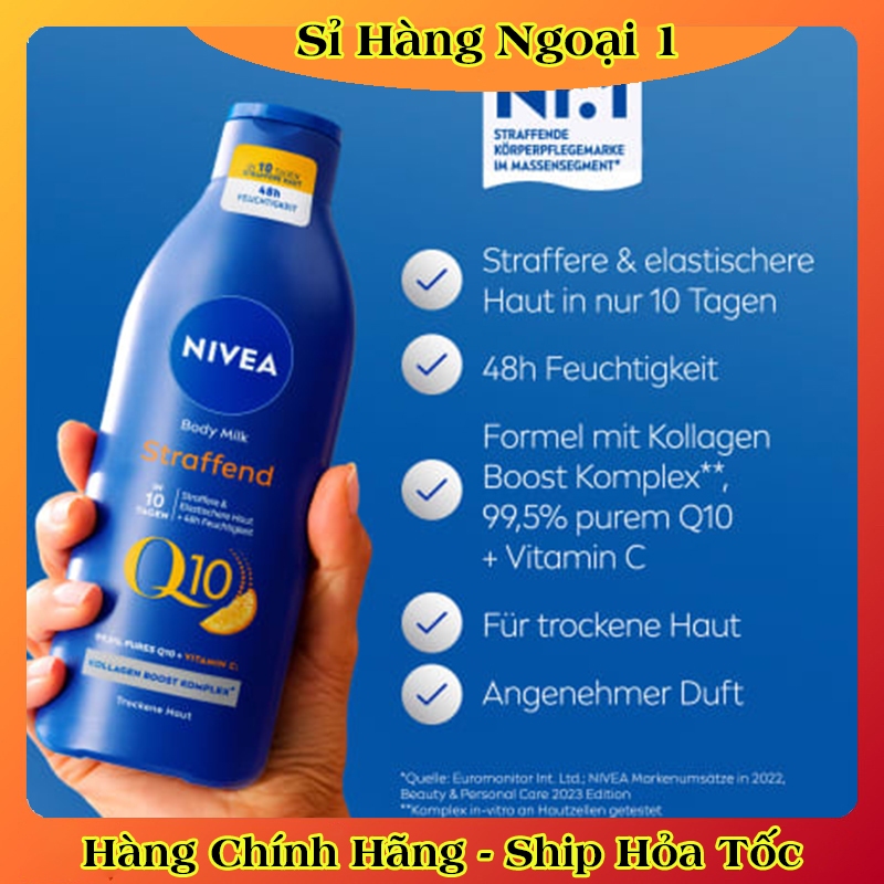 Dưỡng thể Nivea Q10 Vitamin C 400ML giúp sáng da, mềm mịn– Nội địa Đức Đủ Bill [Hot]