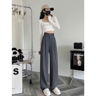 Quần Ống Rộng 2 Khuy Cap Cao Tôn Dáng Chất Vải Dầy Dặn Mềm Mịn Lên Form Xinh MA16