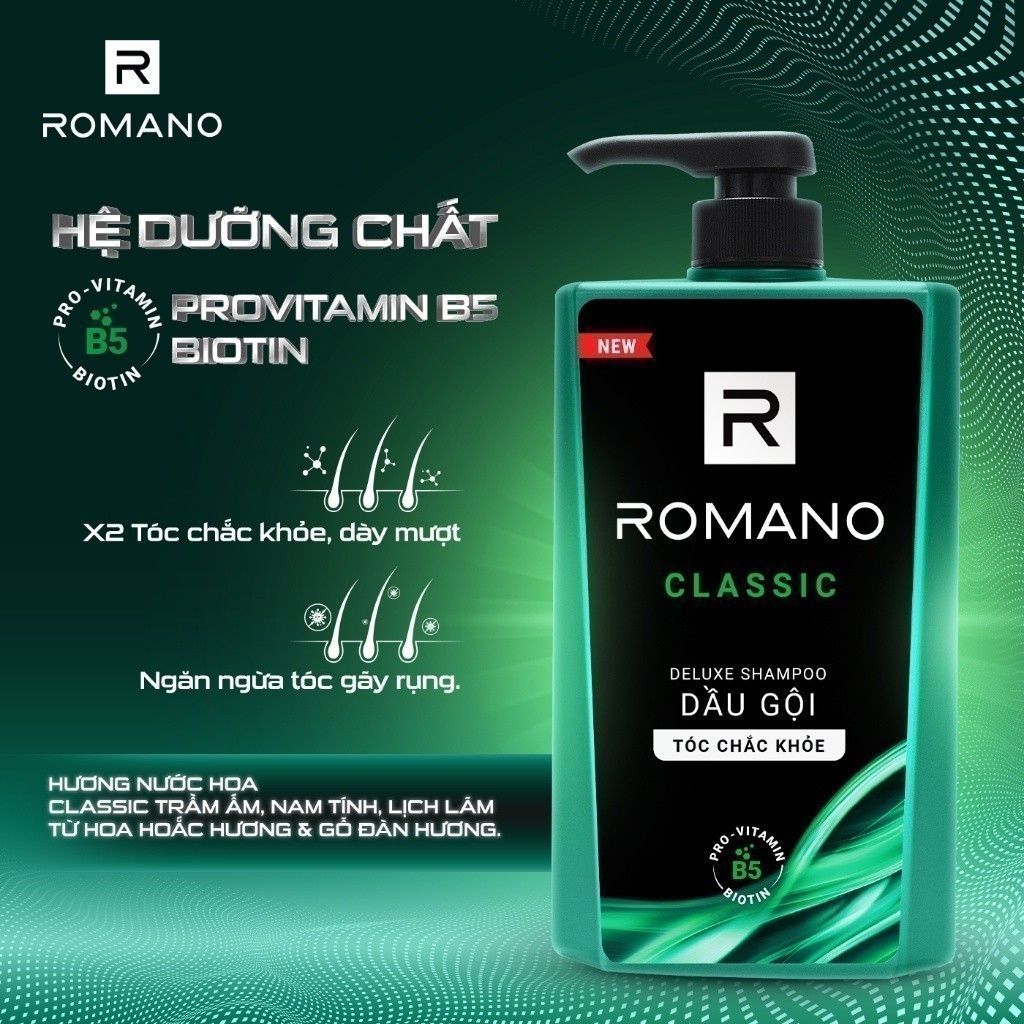 Dầu gội nam Romano hương Nước hoa nam 650g/chai ( 4 mùi hương ) - LIVE