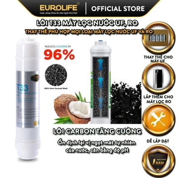 Lõi lọc than hoạt tính T33 dùng cho máy lọc nước Eurolife (Post Activated Carbon filter) EL-T33 (UF)