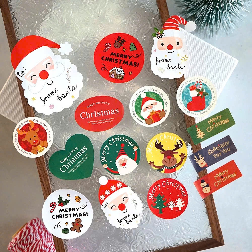 SET TEM DÁN STICKER, NHÃN DÁN NOEL GIÁNG SINH trang trí thiệp, hộp quà ...