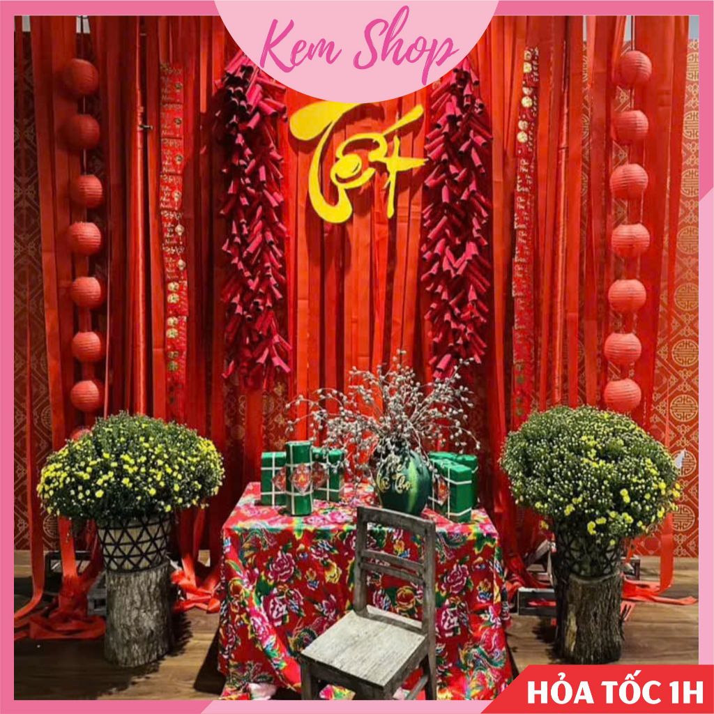 Vải nhung đỏ trang trí Tết, vải công phượng trang trí lễ tết, trung thu, đám cưới - Kem Shop K62