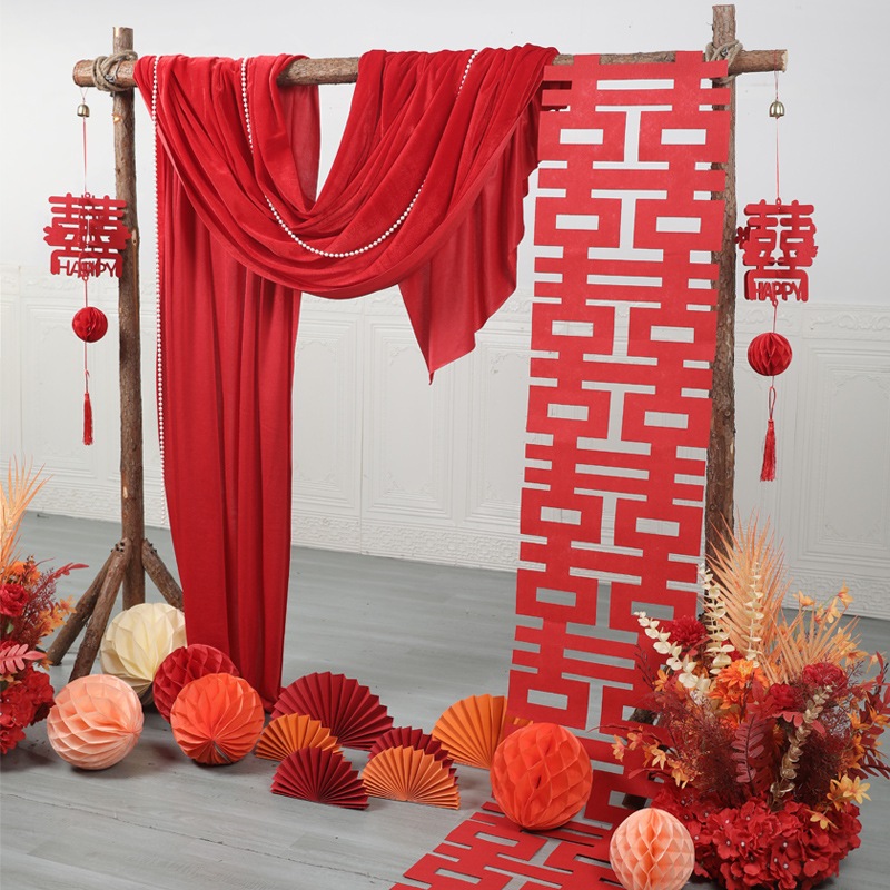 Vải nhung đỏ trang trí Tết, vải công phượng trang trí lễ tết, trung thu, đám cưới - Kem Shop K62