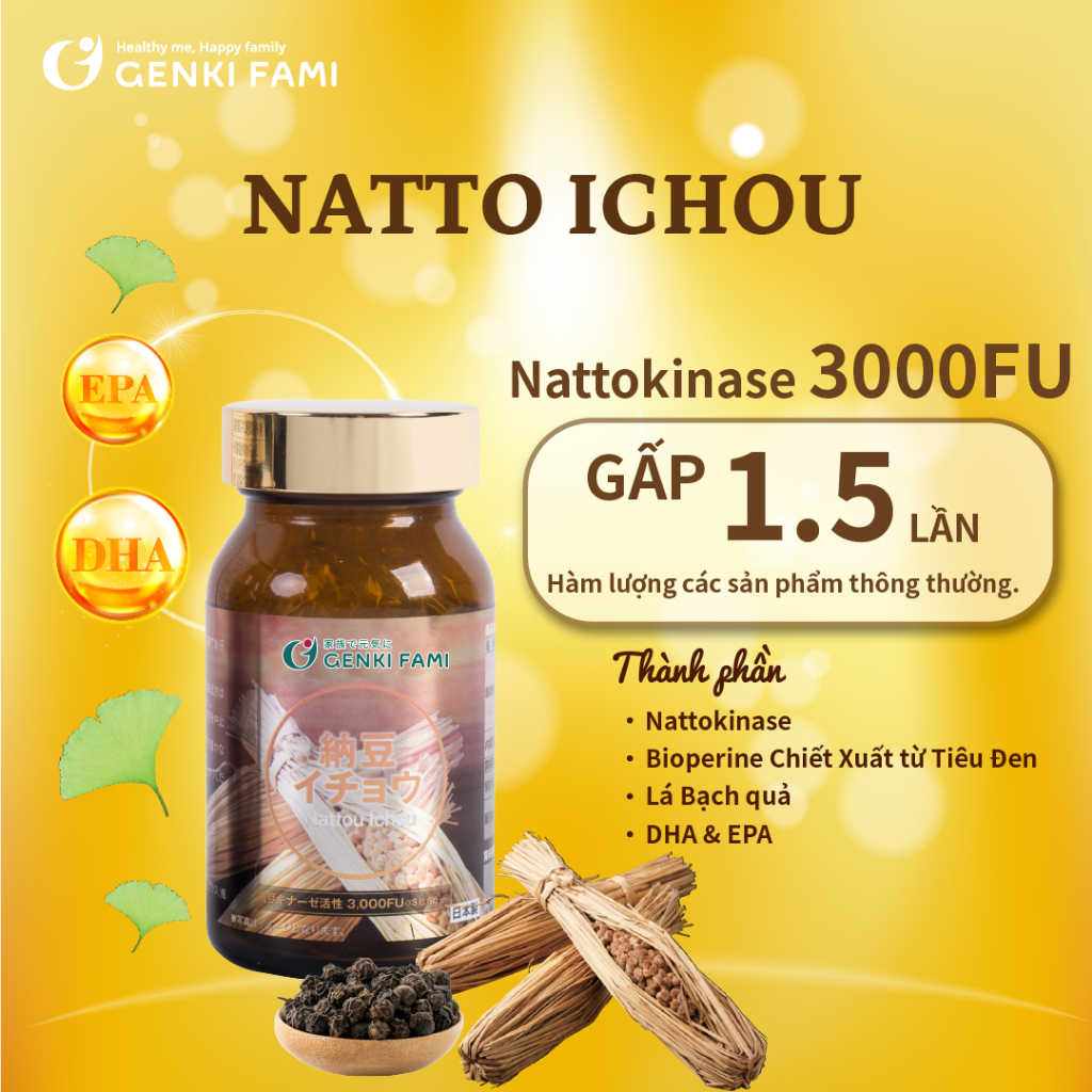Ảnh Hộp Quà Tặng Sức Khỏe Genki Fami Nhật Bản Omega 3, Natto Ichou và Shiro Hada 4