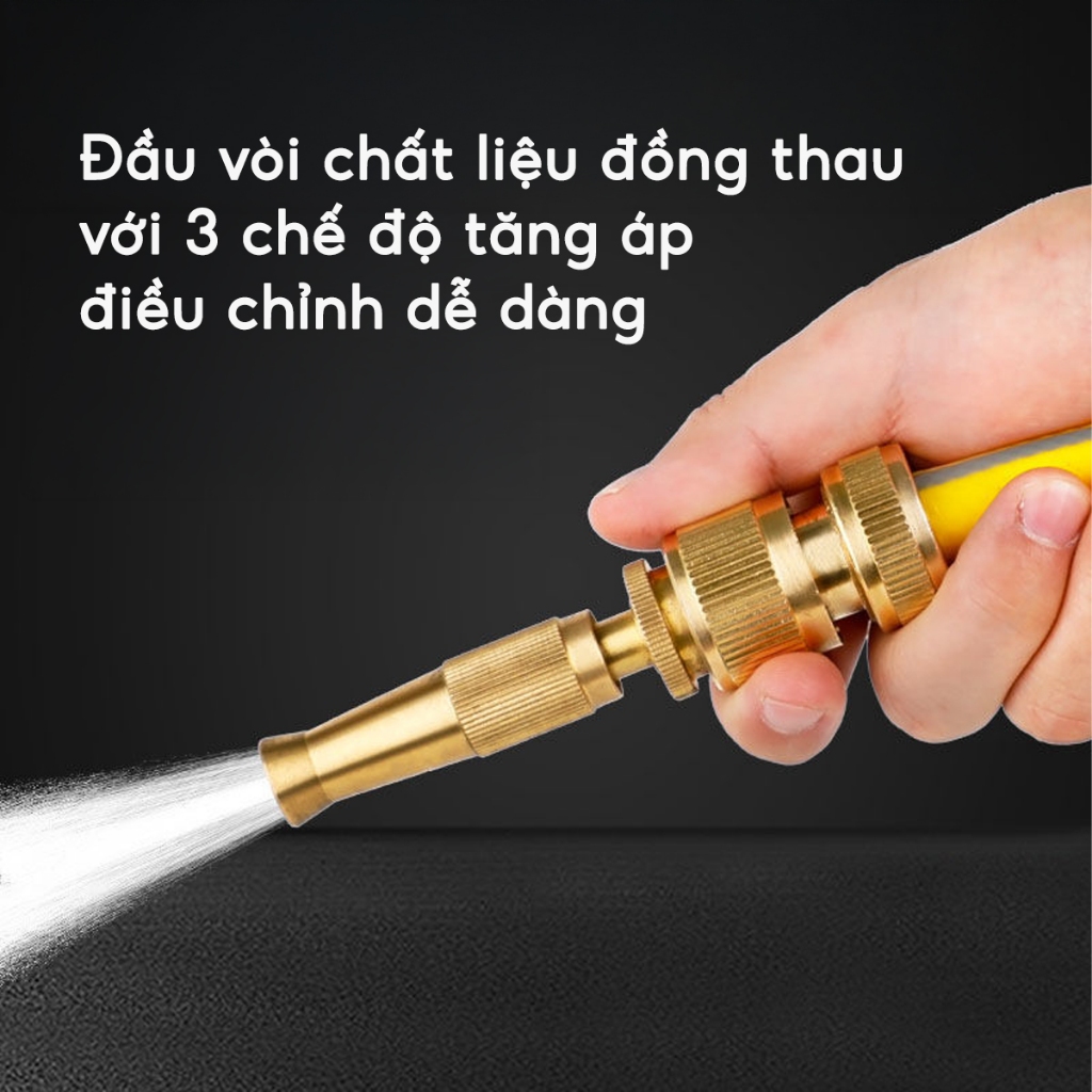 COMBO Vòi Xịt Kèm Dây Ống Xịt Nước Tăng Áp Tưới Cây Vườn Rửa Xe, Bộ vòi tăng áp JYoohome 5-20M