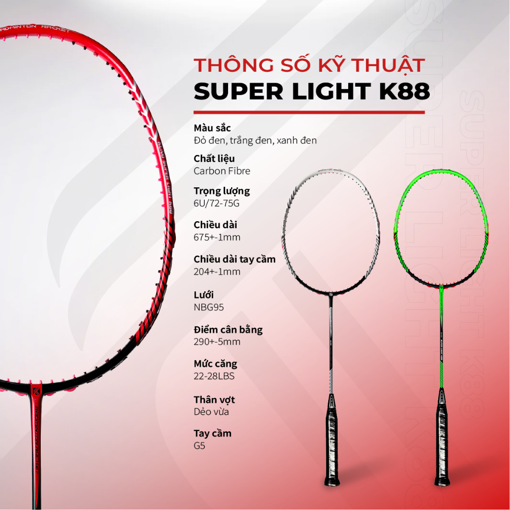 Ảnh Vợt cầu lông Kuno Super Linght K88 thiết kế siêu nhẹ dành cho người mới chơi 3