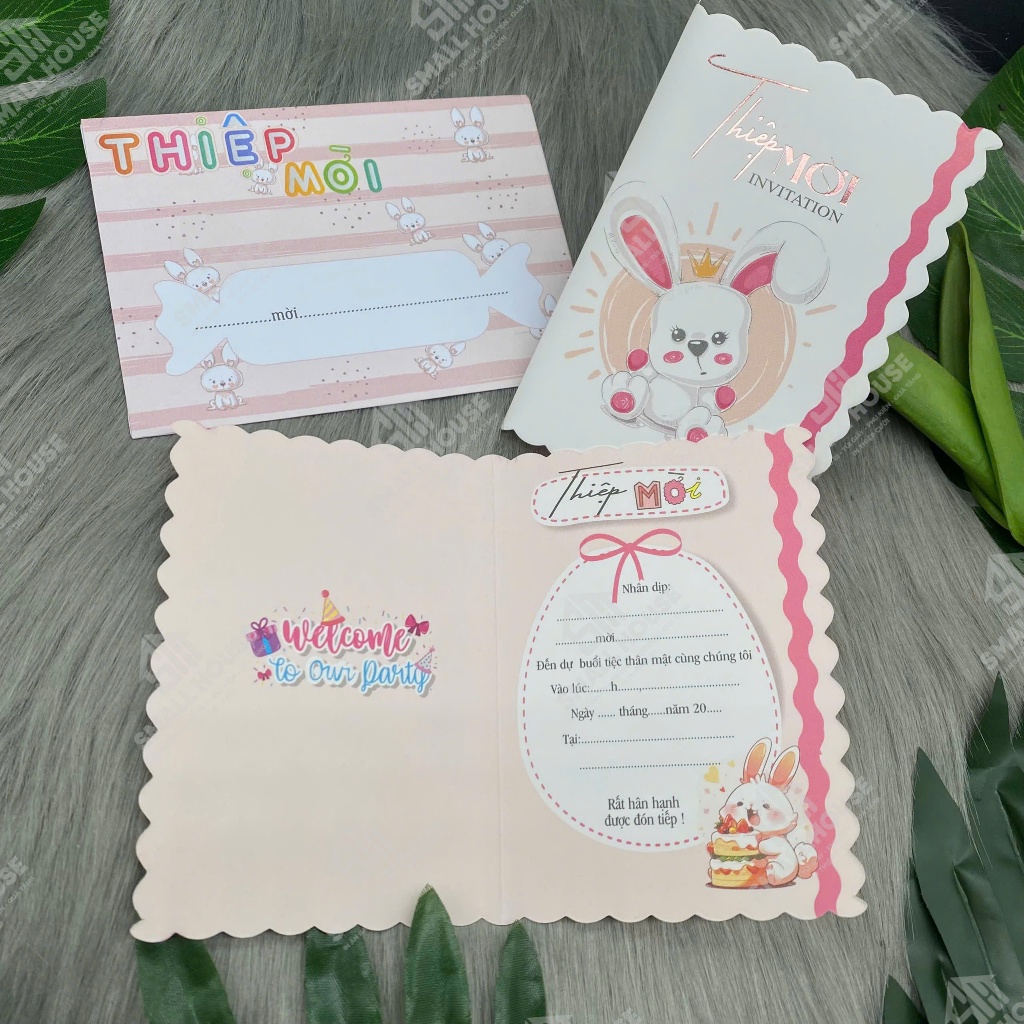 THIỆP MỜI RĂNG CƯA IN ÉP KIM ĐÁNG YÊU GIÁ SỐC (Xấp 5 cái )