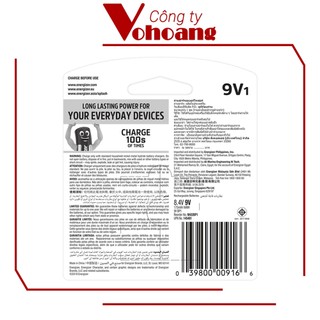 Combo 2 Pin sạc vuông Energizer 9V - 175mAh - Hiệu suất thực cao