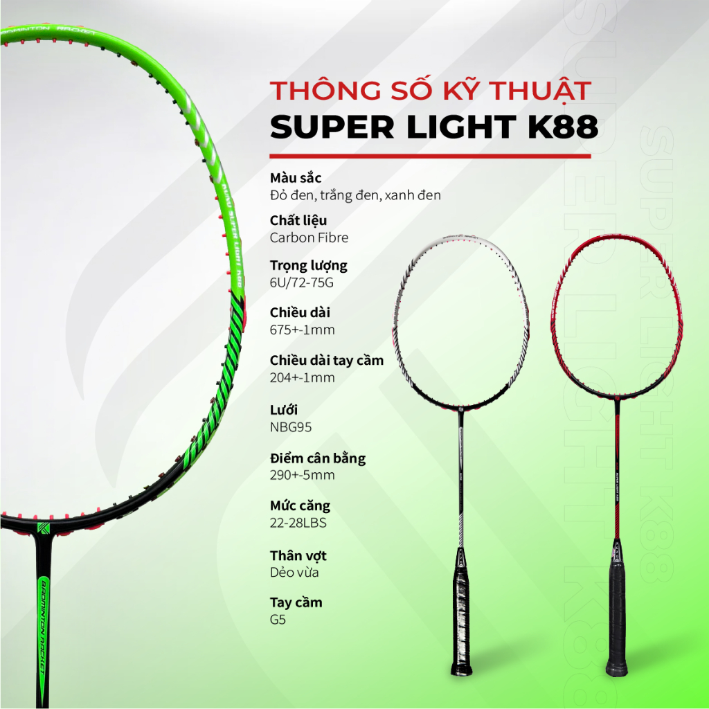 Ảnh Vợt cầu lông KUNO chính hãng, chất liệu full carbon cao cấp, 6U nhẹ 72g, vợt công thủ toàn diện, dễ chơi, căng sẵn 11kg 3