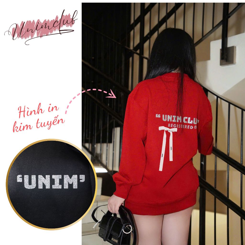 [Tặng Nơ Korea] Áo Sweater Kim Tuyến Nơ Lụa From Rộng Unim Club Hottrend Nhiều Màu Vải Nỉ Chân - SWTN