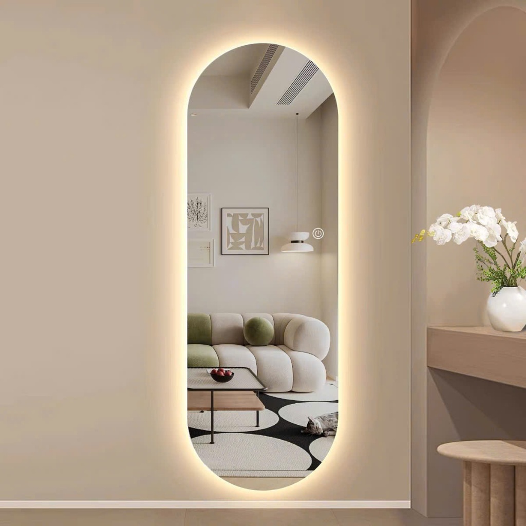 Ảnh Gương toàn thân Oval Led Cảm ứng cao cấp VUADECOR kích thước 80x180cm 1