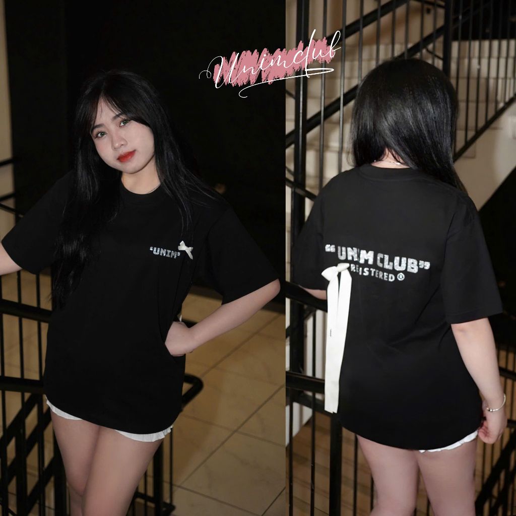 [Tặng Kèm Nơ] Áo Thun Nơ Lụa In Kim Tuyến Unim Club Hottrend Nhiều Màu Vải Cotton 250 Gsm Cao Cấp - APNKT