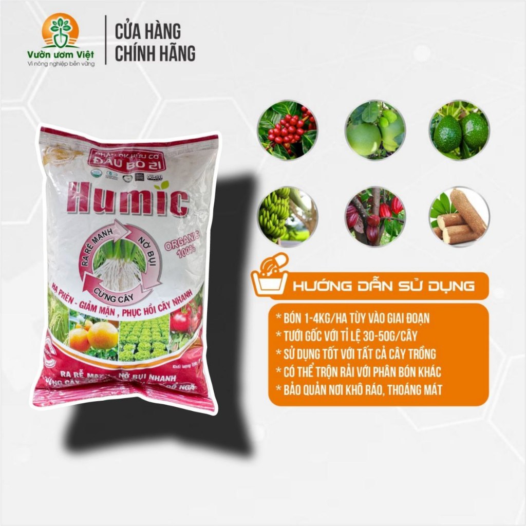 Phân bón Humic Organic bổ sung đa lượng giúp nhanh tăng trưởng cây trồng - 1Kg