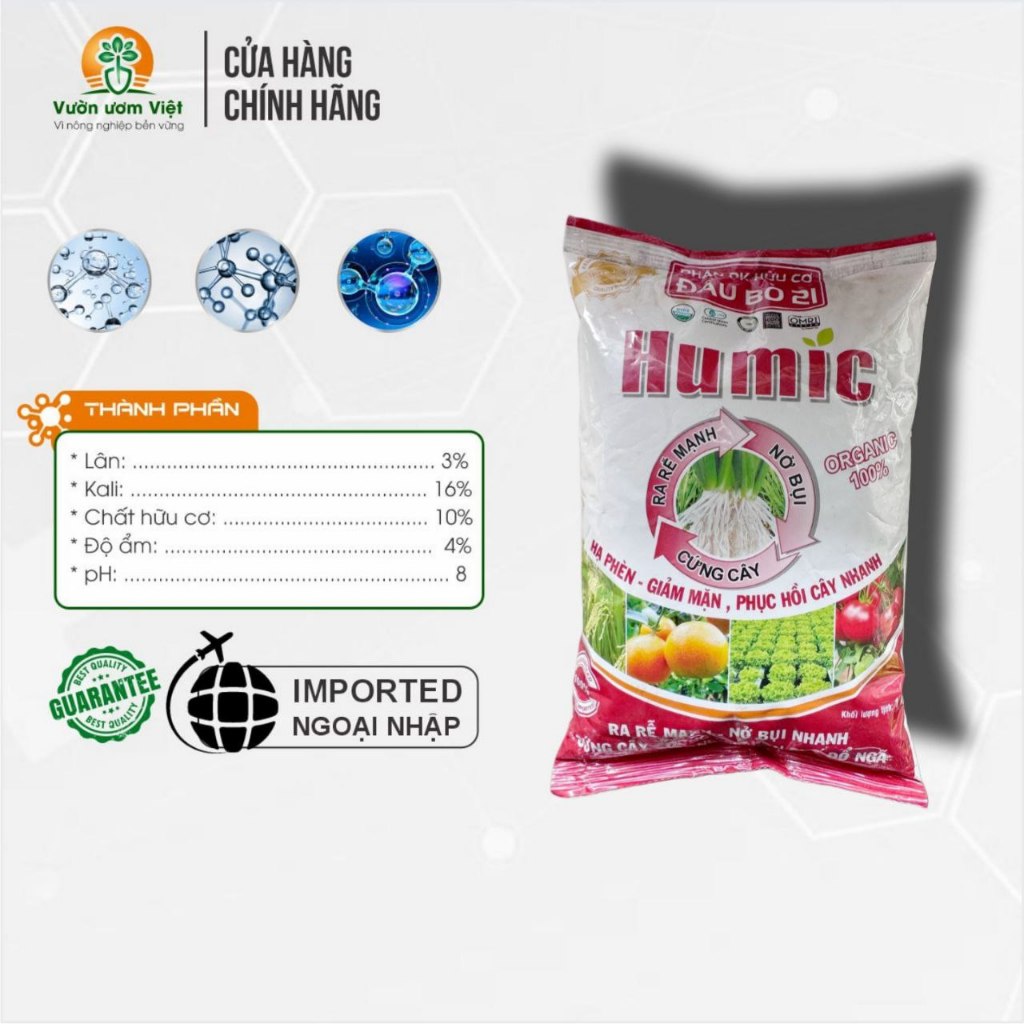 Phân bón Humic Organic bổ sung đa lượng giúp nhanh tăng trưởng cây trồng - 1Kg