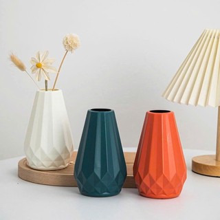 Lọ hoa nhựa giả gốm tam giác kim cương phong cách hiện đại trang trí nhà cửa,bình hoa để bàn decor phòng { H }
