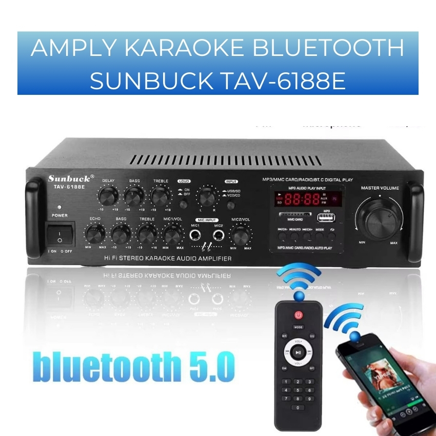 Amly karaoke bluetooth Sunbuck 6188Pro - Bảo hành 12 tháng - Amply công suất lớn, volume, echo, bass, treble