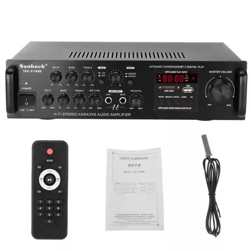 Amly karaoke bluetooth Sunbuck 6188Pro - Bảo hành 12 tháng - Amply công suất lớn, volume, echo, bass, treble