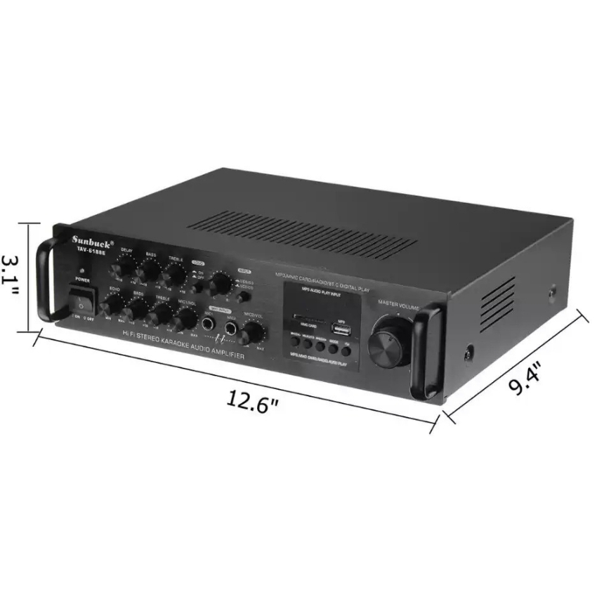 Amly karaoke bluetooth Sunbuck 6188Pro - Bảo hành 12 tháng - Amply công suất lớn, volume, echo, bass, treble