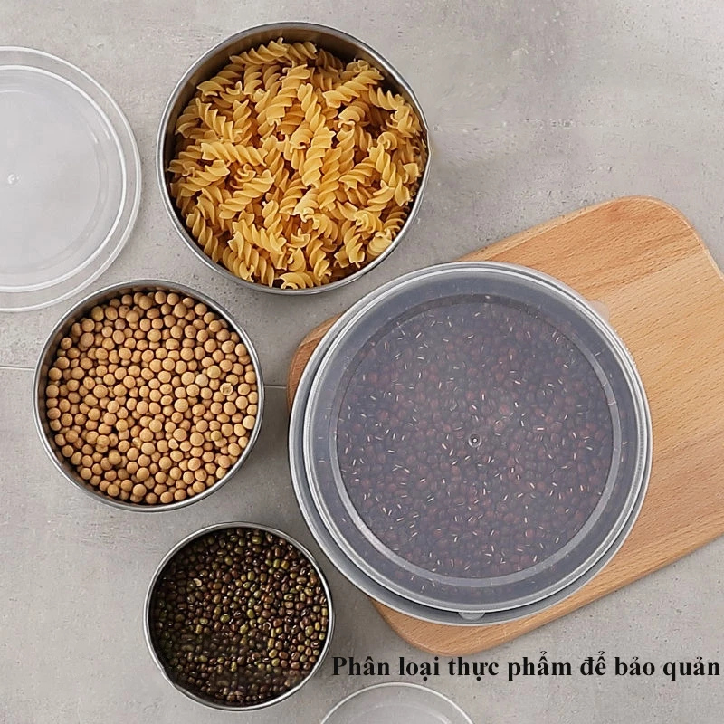 Ảnh Bộ 5 hộp Inox đựng thức ăn nhiều kích cỡ có nắp đậy kín 3