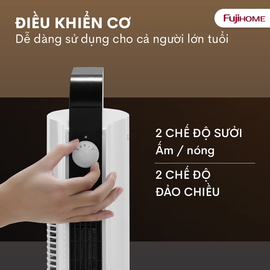 Máy sưởi gốm Nhập Khẩu FUJIHOME không khô da FH2000M, quạt sưởi ấm phòng tiết kiệm điện heater mini