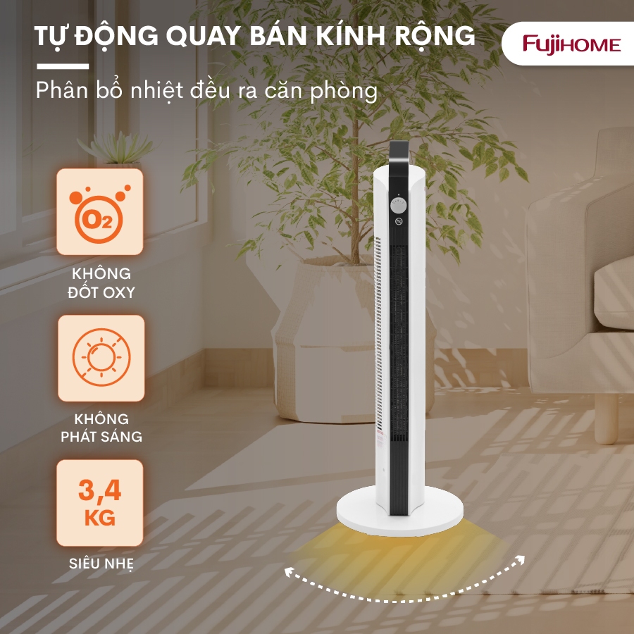 Máy sưởi gốm Nhập Khẩu FUJIHOME không khô da FH2000M, quạt sưởi ấm phòng tiết kiệm điện heater mini