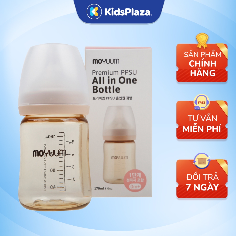 Bình sữa Moyuum basic trơn chính hãng size 170/270ml cho bé ( Đã kèm ...