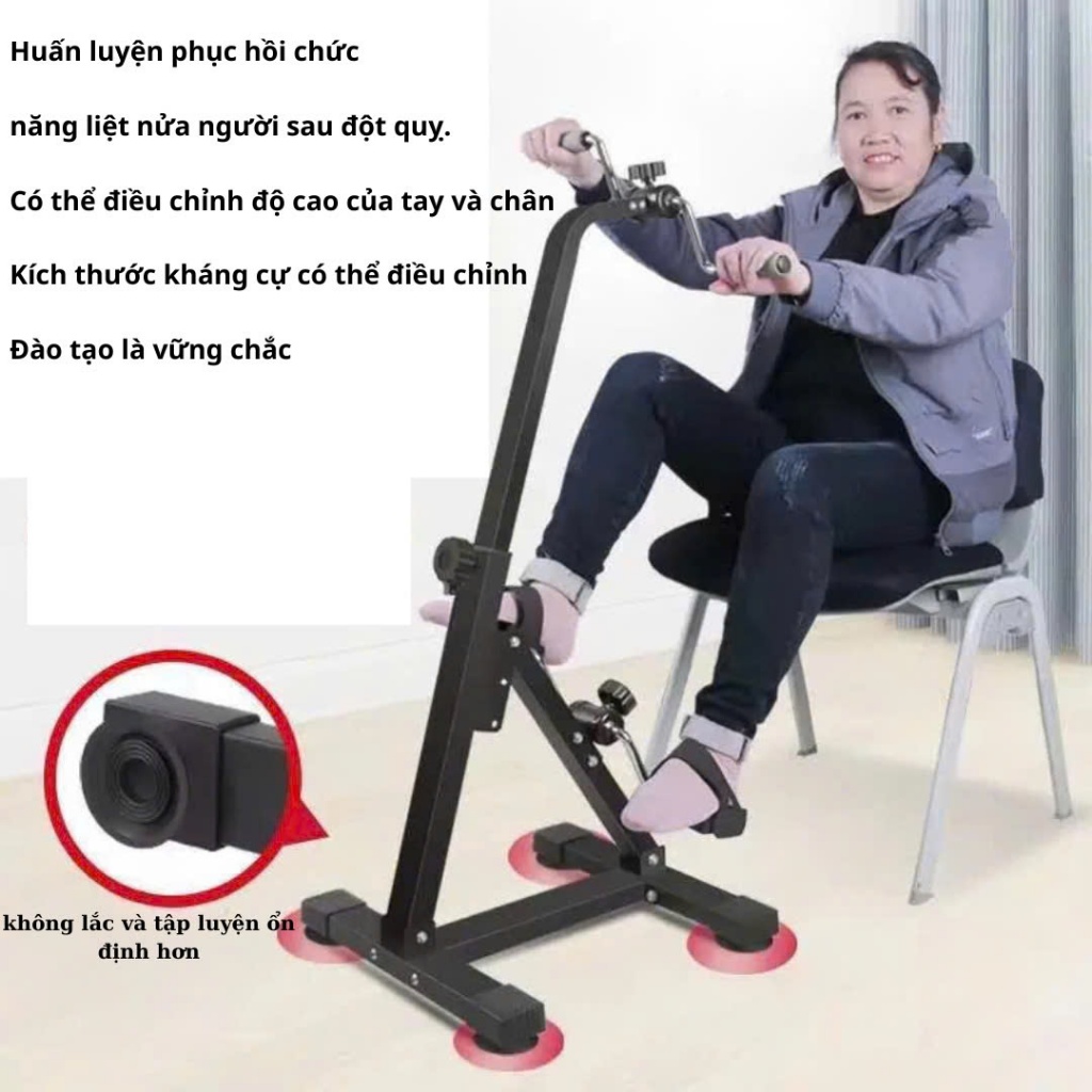 Xe đạp tập thể dục tại nhà, tập phục hồi chức năng tay chân, tập trị liệu có bánh răng mát-xa, tuỳ chỉnh chiều cao