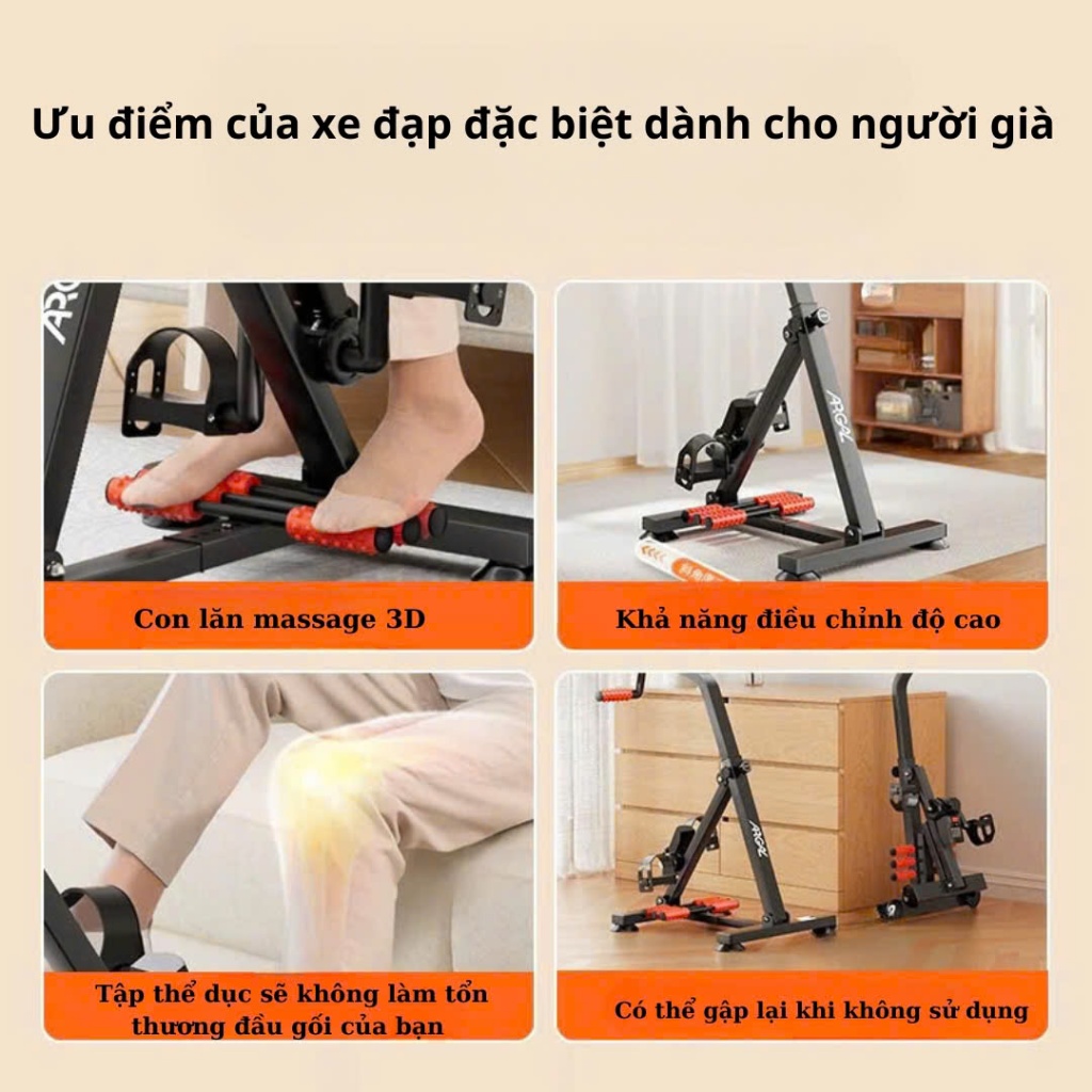 Xe đạp tập thể dục tại nhà, tập phục hồi chức năng tay chân, tập trị liệu có bánh răng mát-xa, tuỳ chỉnh chiều cao
