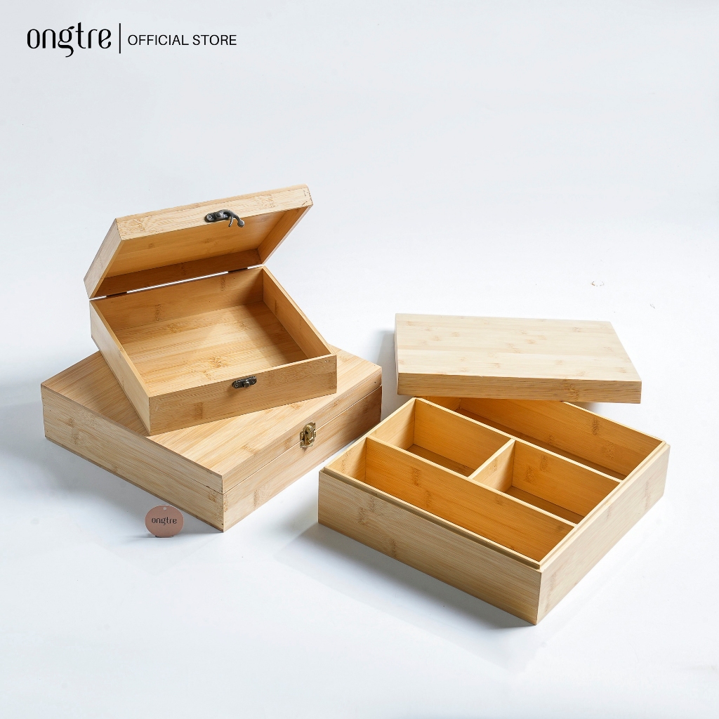 Hộp gỗ ONGTRE đựng mứt tết, bánh trung thu, có nắp