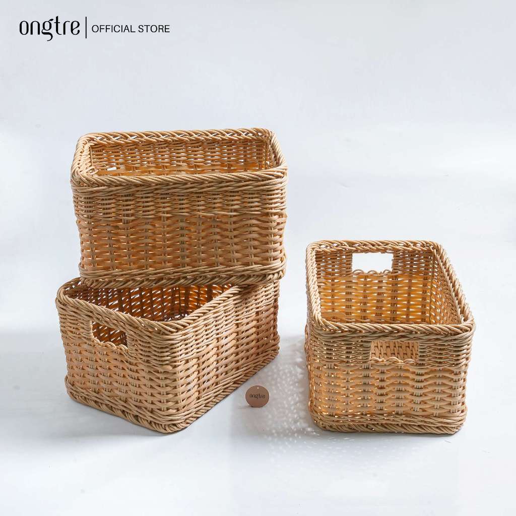 Giỏ lục bình tròn có tay cầm/ giỏ đựng đồ, đựng quần áo, đựng đồ chơi, giỏ khách sạn [Bán buôn/sỉ]| ongtre® (Vietnam)