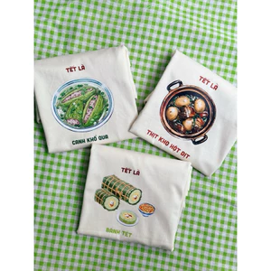 Áo Gia đình in hình Ẩm Thực món ăn ngày Tết Form rộng Unisex nam nữ Oversizr chất Cotton mềm mịn