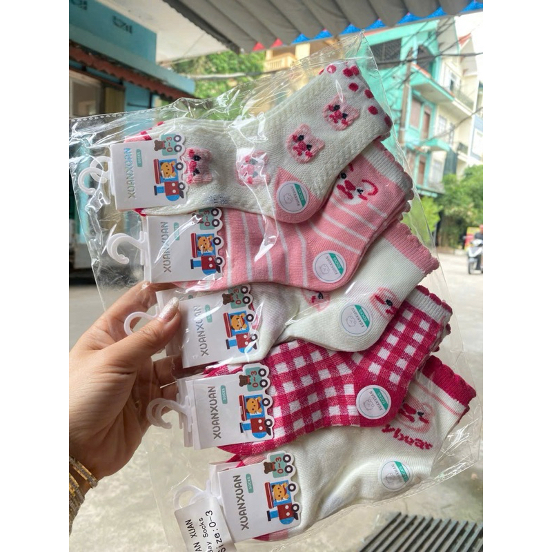 Set 5-10 Đôi Tất Hàn Cho Bé Trai, Bé Gái Chất Cotton Mềm Cực Yêu (size 0-2,3 tuổi)