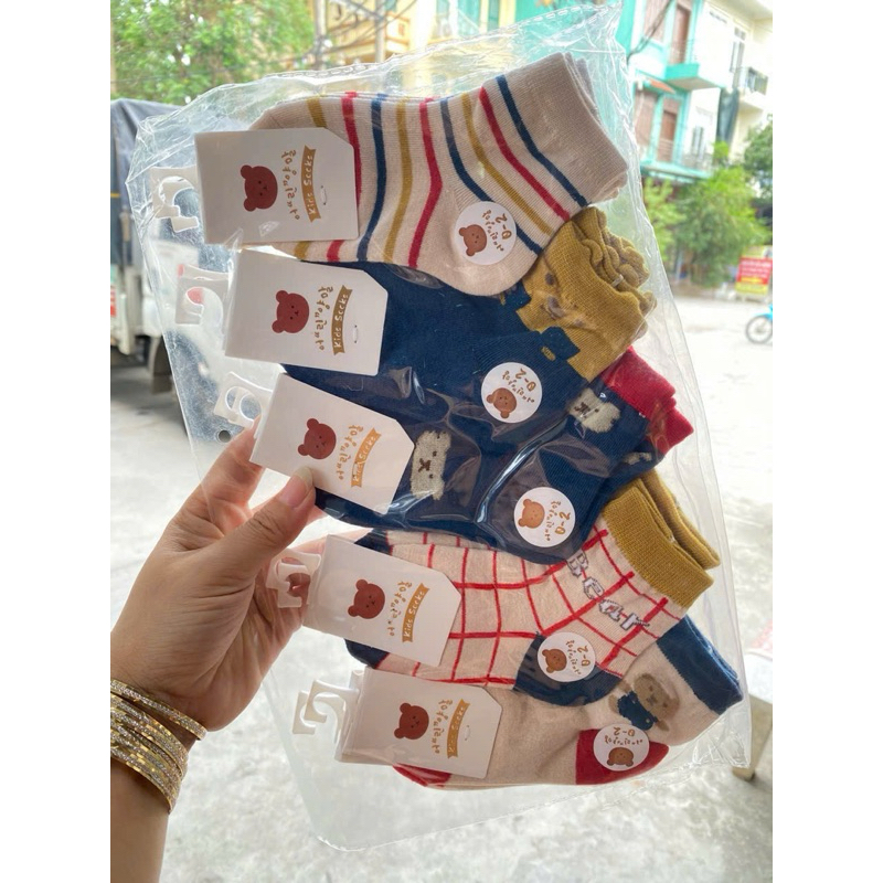 Set 5-10 Đôi Tất Hàn Cho Bé Trai, Bé Gái Chất Cotton Mềm Cực Yêu (size 0-2,3 tuổi)