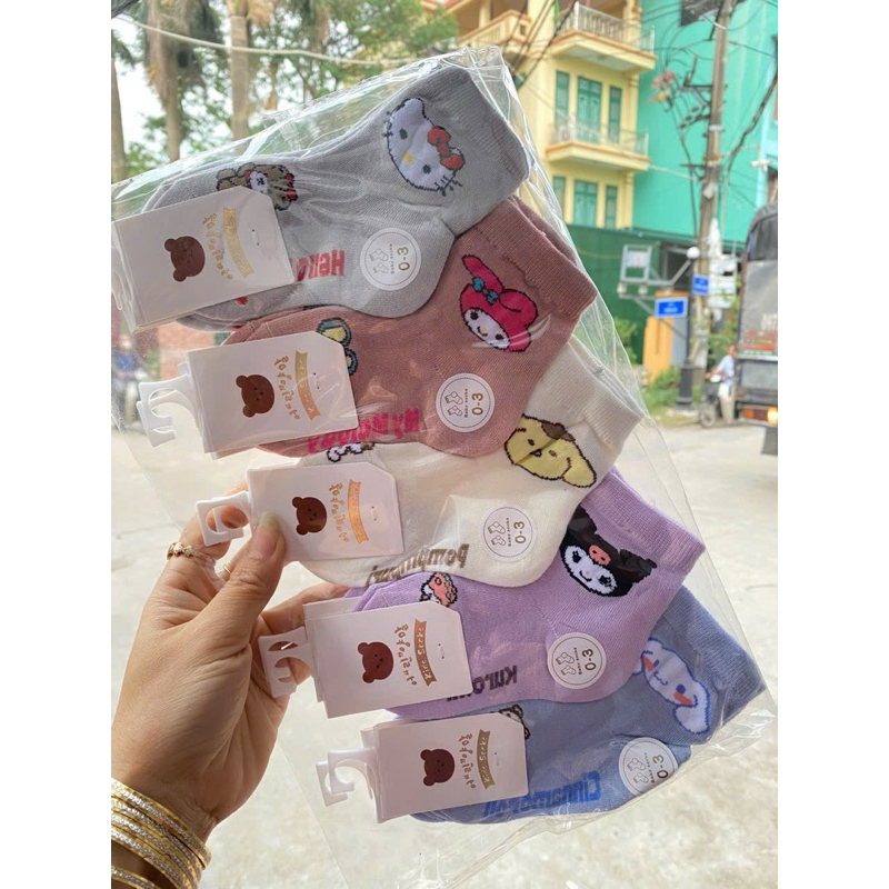 Set 5-10 Đôi Tất Hàn Cho Bé Trai, Bé Gái Chất Cotton Mềm Cực Yêu (size 0-2,3 tuổi)