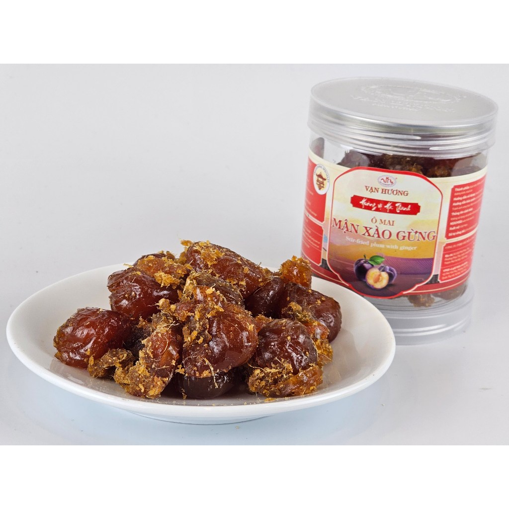 Ô Mai Mận Xào Gừng Vạn Hương Chuẩn Vị Truyền Thống hộp (200gr, 350gr), túi zip (100gr)