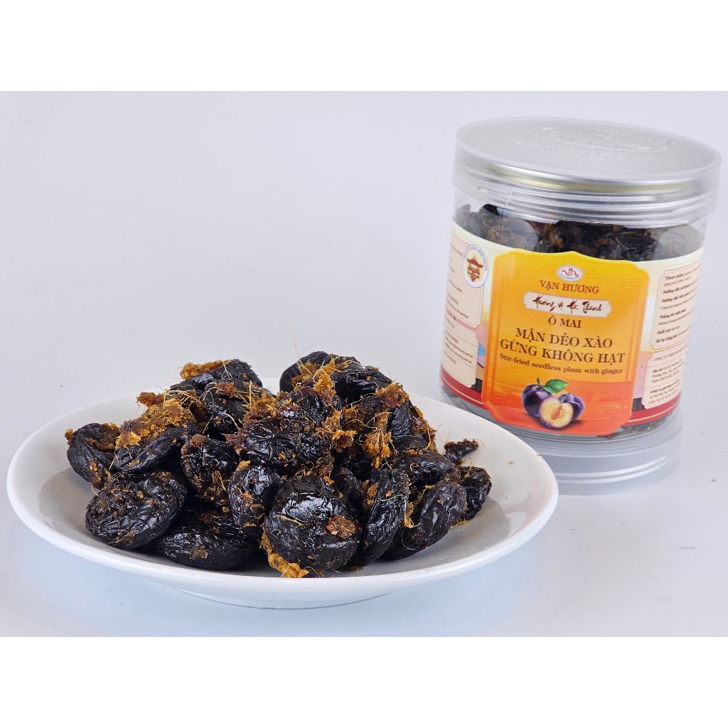 Ô Mai Mận Dẻo Xào Gừng Không Hạt Vạn Hương Chuẩn Vị Truyền Thống hộp (200gr, 350gr)