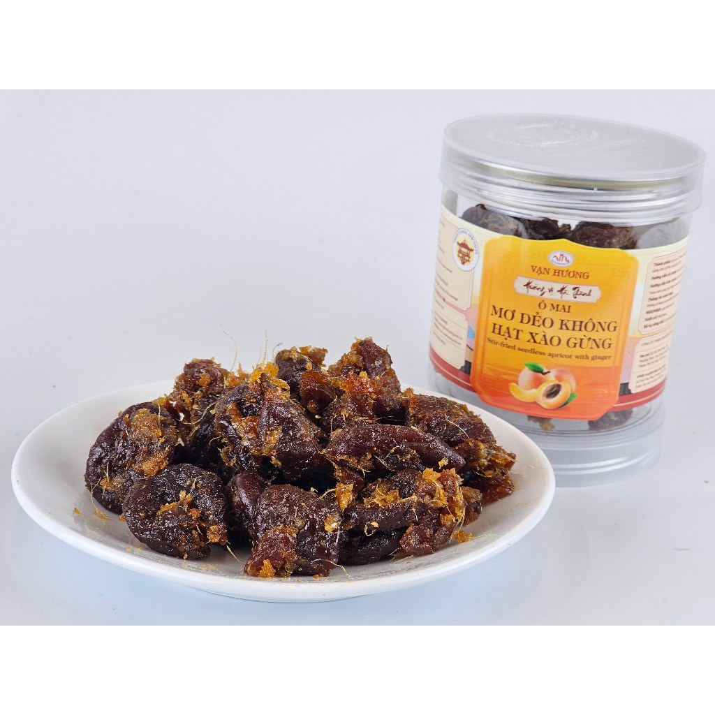 Ô Mai Mơ Dẻo Không Hạt Xào Gừng Vạn Hương Chuẩn Vị Truyền Thống hộp (200gr, 350gr)