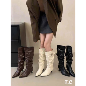 Boot đùi đai cao gót mõm nhọn cá tính