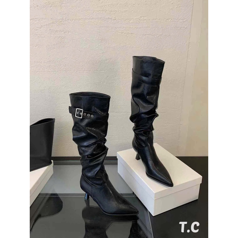Boot đùi đai cao gót mõm  nhọn cá tính