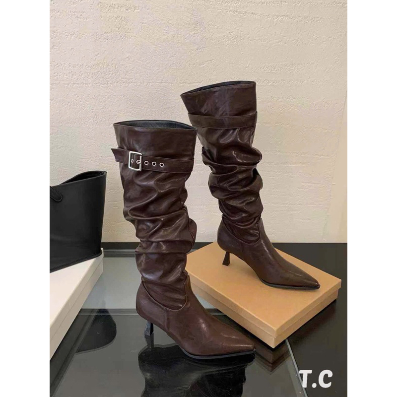 Boot đùi đai cao gót mõm  nhọn cá tính