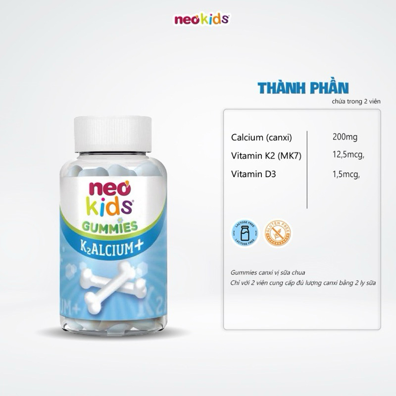 Gummies canxi vị sữa chua NeoKids hộp 60 viên dat mới