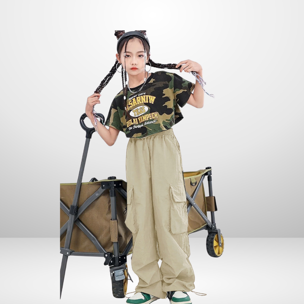 Quần Dù Túi Hộp Ống Rộng Phong Cách Hip Hop Đường Phố Cho Bé Trai Bé Gái | JJ Kids Fashion