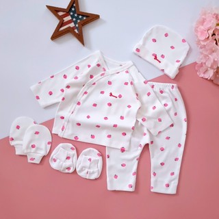 Bộ sơ sinh bé gái cúc chéo Bunny chất đẹp bao gồm nón vớ